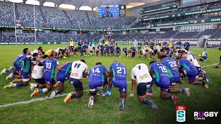 Fijian Drua amp Moana Pasifika come together to sing post match [upl. by Anitak826]