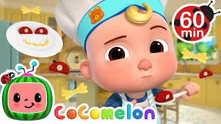 Cook with JJ for Dinner Time  CoComelon  Nursery Rhymes for Kids  Moonbug Kids Express Yourself [upl. by Ahsenom185]