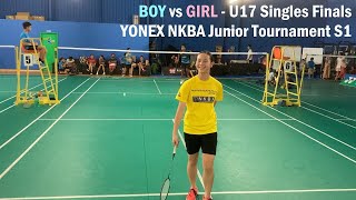 Girl vs Boy  BS U17 2022 YONEX NKBA Junior Badminton Tournament S1 Finals Highlights [upl. by Ordnasil124]