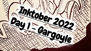 Inktober 2022  Day 1 Gargoyle art drawing [upl. by Annaihs]