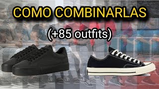 ● ZAPATILLAS NEGRAS ● como combinarlas y vestirlas bien cool 😎 ● sneakers y tenis negros ● [upl. by Amjan655]