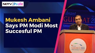 Narendra Modi Indias Most Successfull PM Mukesh Ambani  Vibrant Gujarat Summit 2024 [upl. by Ahsekel]