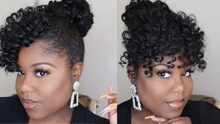 5 BRAIDLESS CROCHET Ponytail with Bangs  Jamaican Bounce Hair [upl. by Anirdna917]