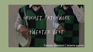 Tanjiro inspired Patchwork Sweater Vest crochet  Demon slayer [upl. by Aneloj964]