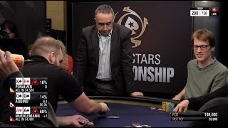 AA vs KK vs QQ at the PokerStars Championship Bahamas Main Event Day 2 [upl. by Cargian62]