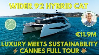 €119M Available WIDER 92 Hybrid Electric Mega Catamaran  Ultimate Sustainable Luxury Cannes Tour🌿⚡ [upl. by Niela]