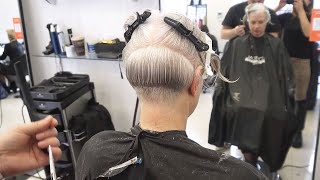 ANTI AGE HAIRCUT  SHORT UNDERCUT PIXIE BOB FOR GRAY HAIR [upl. by Teevens701]