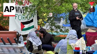 Wayne State University suspends inperson classes due to proPalestinian camp [upl. by Ramled]