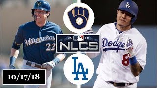 Milwaukee Brewers vs Los Angeles Dodgers Highlights  NLCS Game 5  October 17 2018 [upl. by Yniar]