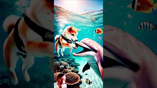 Hero Dolphin Saves Scuba Dog from Ocean Currents funny aidog ainimation animals aicat dog [upl. by Elohcim]