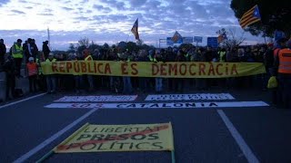 Gridlock as Catalonia hit by general strike [upl. by Llednav211]