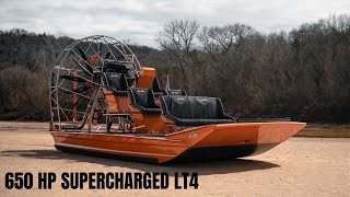 AeroWake Tunnel Hull Airboat w Supercharged LT4 Counter Rotator  Orangesicle [upl. by Phillada]