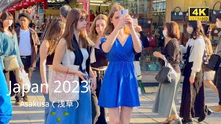 4k hdr japan travel  Walk in Asakusa（浅草）Tokyo japan  Relaxing Natural City ambience [upl. by Esiuqcaj]