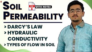 Soil permeability Darcys Law and Factors Affecting Soil Permeability Types of flow in soil [upl. by Goldner558]