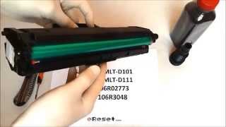 Samsung MLTD101 MLTD111 Xerox 106R02773 106R3048 Toner Refill  reincarcare  dezasamblare [upl. by Ydniahs]