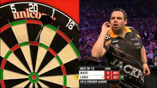 9 Dart Finish  Adrian Lewis against James Wade  Betway Premier League Darts  14 April 2016 [upl. by Htennaj]