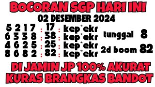 PREDIKSI SGP HARI INI 02 DESEMBER 2024  BOCORAN TOGEL SGP  RUMUS EKOR JITU SGP HARI INI [upl. by Rehctaht]