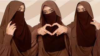 Hijab With Niqab Tutorial 🤎  Full Coverage Hijab Style [upl. by Kcirddehs334]