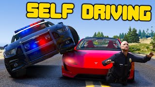 Self Driving Tesla Destroys Cops In GTA 5 RP [upl. by Lillywhite641]