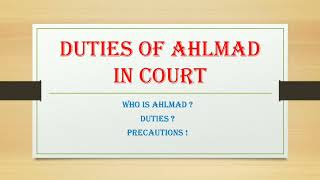 Duties of Ahlmad in court [upl. by Disharoon]