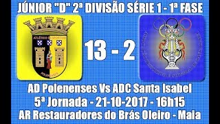 Distrital AF Porto  Júnior 2ª Div S1  5ª Jorn quotPolenenses Vs Santa Isabelquot 1ª Fase 201718 [upl. by Nyladam]