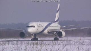 El Al Israel Airlines Boeing 757 4XEBV Takeoff KatowicePyrzowice EPKT  Tel Aviv LLBG 28012012 [upl. by Elvira]