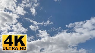 Blue Sky and Clouds Screen Saver No sound 2 Hours 4K UHD [upl. by Tybie]