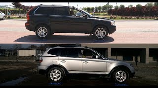 Volvo XC90 24 D5 AWD vs Bmw X3 20i xDrive  4x4 test on rollers [upl. by Hasile118]