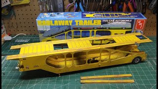 AMT Five Car Haulaway Semi Trailer 125 Scale Model Kit Build Review and Weathering AMT1193 [upl. by Flossie]