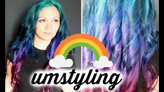 Rainbowhair umstyling  VPFashion clip in Extensions [upl. by Nrubua]