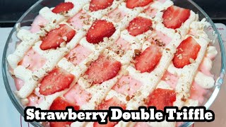 Strawberry Double Triffle  Strawberry Special Triffle  Ramadan Special Sweet cookbookbyAnum [upl. by Alarise193]