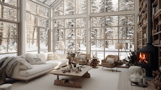 Tranquil Winter Forest Snowfall  Cozy Fireplace Ambience for Stress Relief and Better Sleep [upl. by Annekahs]