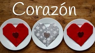 Doblar SERVILLETAS en forma de CORAZÓN  Manualidades de SAN VALENTÍN [upl. by Yenitirb]