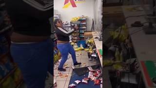 Woman trashes Sunoco gas station in Pittsburgh Pennsylvania [upl. by Ellis796]