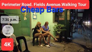 Cheap Bars in Perimeter Road Area Fields Avenue Angeles city Philippines Night Walking Tour4K [upl. by Oirottiv]