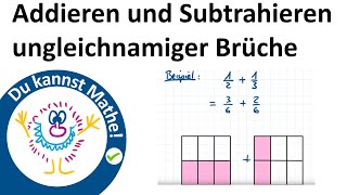 Addieren und Subtrahieren ungleichnamiger Brüche Bruchrechnen [upl. by Aitnauq674]