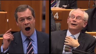 Nigel Farage insults Herman van Rompuy calls EU President a quotDAMP RAGquot [upl. by Renckens]