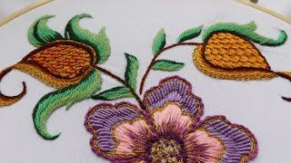 Hand Embroidery Crewel Work  Battlement Couching [upl. by Gersham]