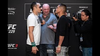 UFC 229 Tony Ferguson vs Anthony Pettis Media Day Staredown  MMA Fighting [upl. by Gassman]