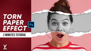 Torn Paper Effect  Photoshop Tutorial  2 Minutes Tutorial [upl. by Dnallor966]