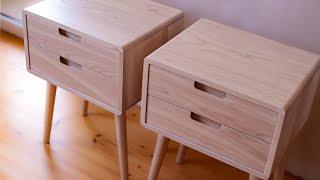 Making bedside tables  Nightstand  Woodworking  In feel  Furniture making [upl. by Ahsiekrats177]