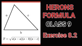 HERONS FORMULA Class 9 Exercise 82  part 1 [upl. by Znarf424]