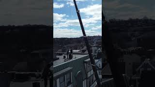 Condenser crane lift hvac install [upl. by Anoval789]