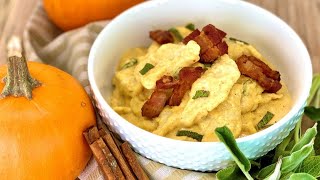 Pumpkin Goat Cheese Polish Kluski with Bacon Lardons [upl. by Akcirederf]