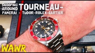 Browsing Watches at Tourneau  Rolex  Panerai  Cartier  and TUDOR  No Steel Sports Rolexes [upl. by Storfer]