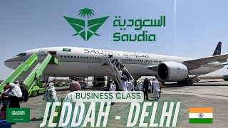 Saudia Business Class  The Saudia Umrah experience  Jeddah  Delhi  Boeing 777300ER Trip Report [upl. by Marlo]