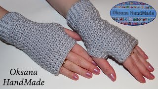 Митенки крючком Мастер класс Fingerless gloves crochet [upl. by Wylie]