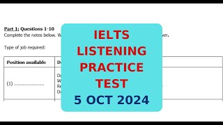 IELTS LISTENING PRACTICE TEST 5 OCT 2024 [upl. by Yrennalf]