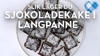 Oppskrift på en skikkelig klassisk sjokoladekake i langpanne med kokosstrø  TINE Kjøkken [upl. by Garlan74]