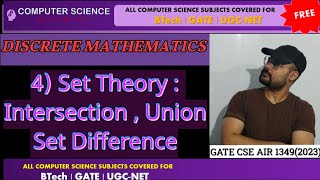 Discrete Mathematics  4 SET OPERATIONS  Intersection  Union  Set Difference [upl. by Evin365]